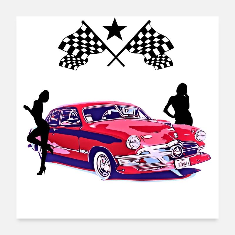 Auto - Poster 60x60 cm - Weiß