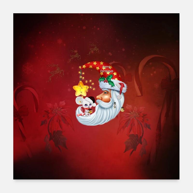 Weihnachtsmaus auf dem Mond Poster 60x60 cm