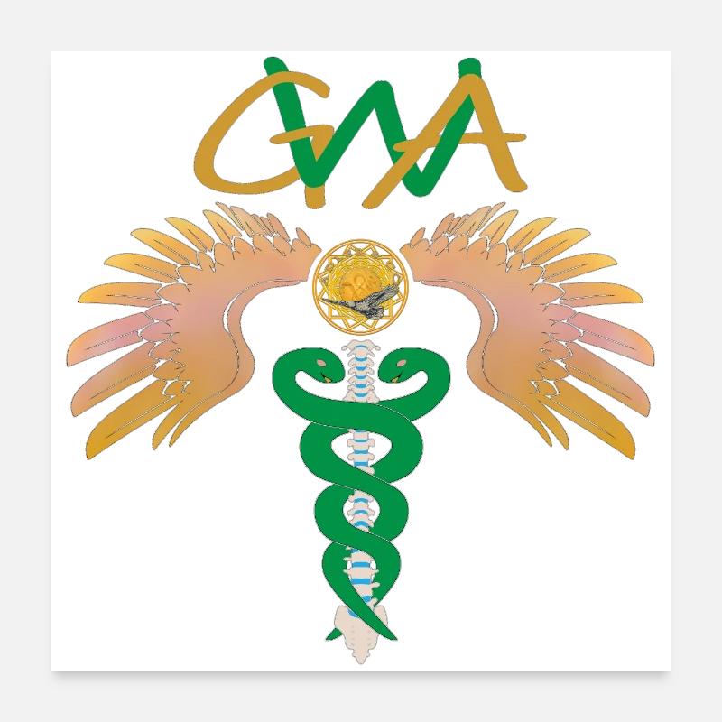 GWA - mental spinal straightening - Caduceus Poster 24" x 24" (60x60 cm)