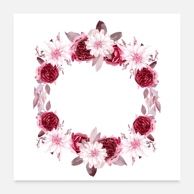 Personalisierte Blumenkrone - Poster 60x60 cm - Weiß