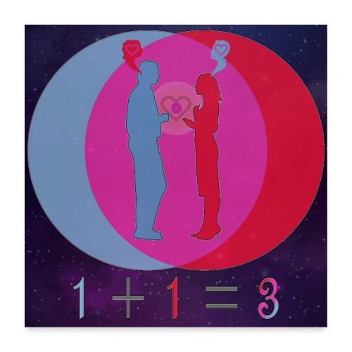 1 + 1= 3 - aus 1+1 Energien werden 3 - Universum - Poster 60x60 cm