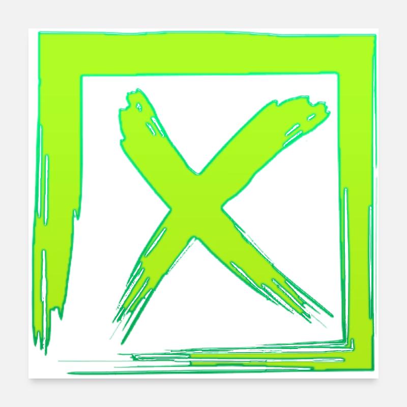 Forme de symbole typographie lettre Alphabet X Poster 60 x 60 cm