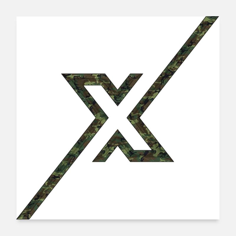 Forme de symbole typographie lettre Alphabet X Poster 60 x 60 cm