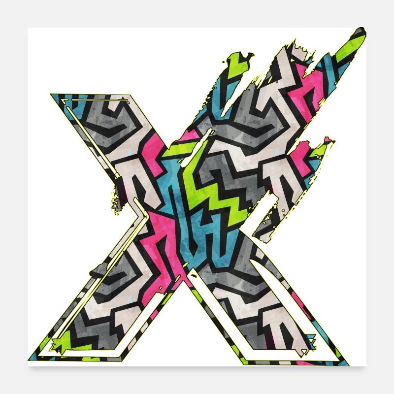 Symbolform Typografie Buchstabe Alphabet X Poster 60x60 cm