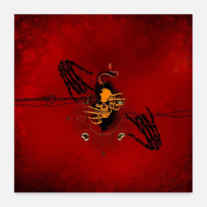 Gruseliger Schädel schaut durch ein Loch Poster 60x60 cm