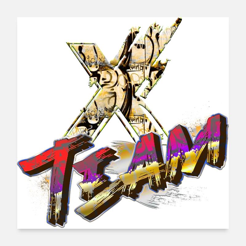 Symbol graffitti typography letter Alphabet X team Poster 24" x 24" (60x60 cm)