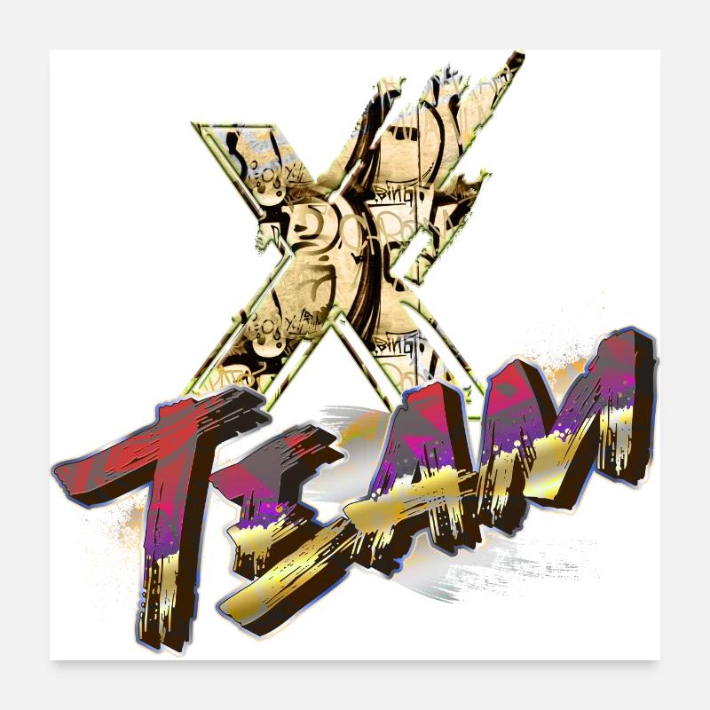 Symbol graffitti typography letter Alphabet X team Poster 24" x 24" (60x60 cm)
