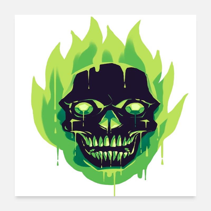 Fearful and beautiful skull on fire design Poster 24" x 24" (60x60 cm)
