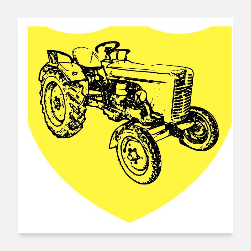 Traktor - Poster 60x60 cm - Weiß