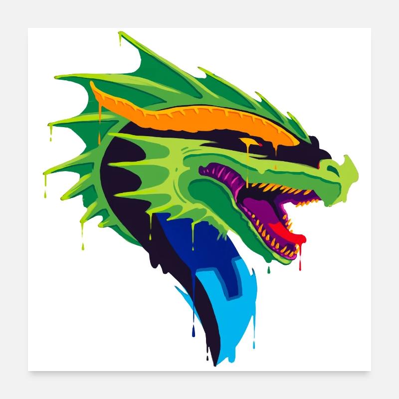 A Beautiful and Funny Dragon Design Poster 24" x 24" (60x60 cm)