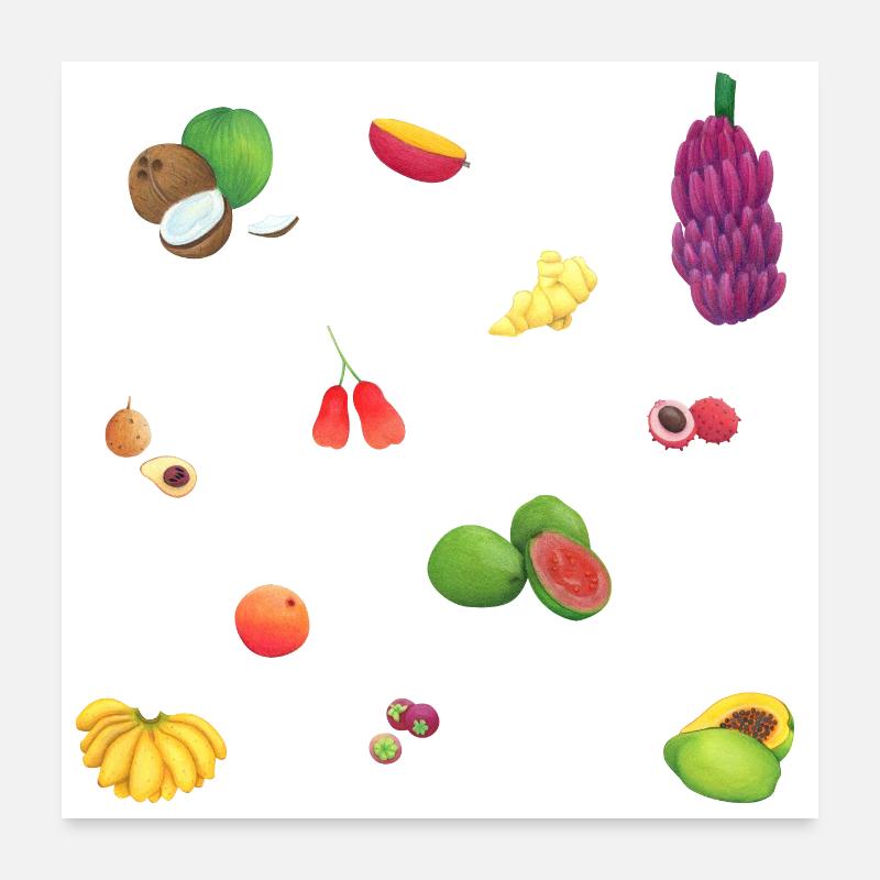 Asian, colorful fruit salad Poster 24" x 24" (60x60 cm)