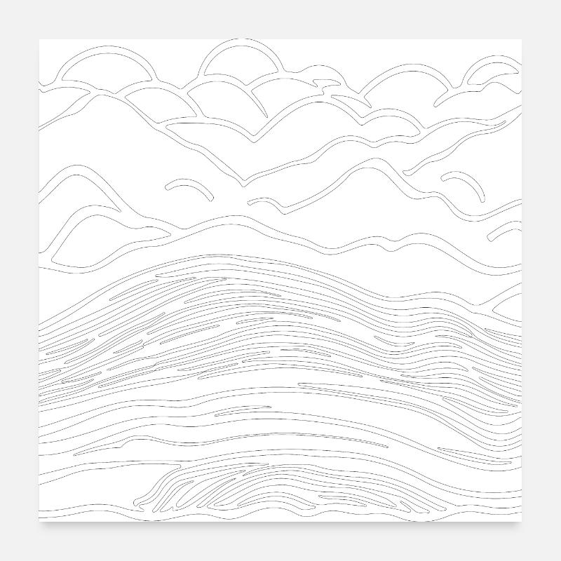 Lignes Paysage Abstrait Poster 60 x 60 cm