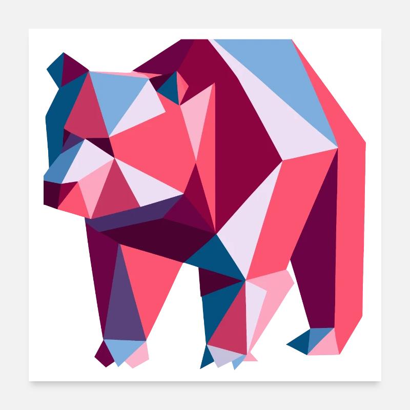 Bear, geometric, vector art, abstract, animal Poster 24" x 24" (60x60 cm)