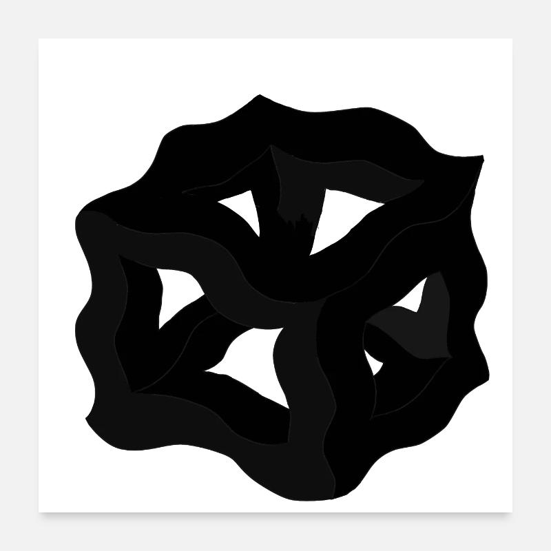 Cube de rêve ou Cube de Platon Noir Poster 60 x 60 cm