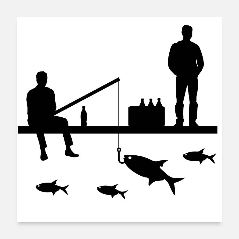 Angeln - Poster 60x60 cm - Weiß