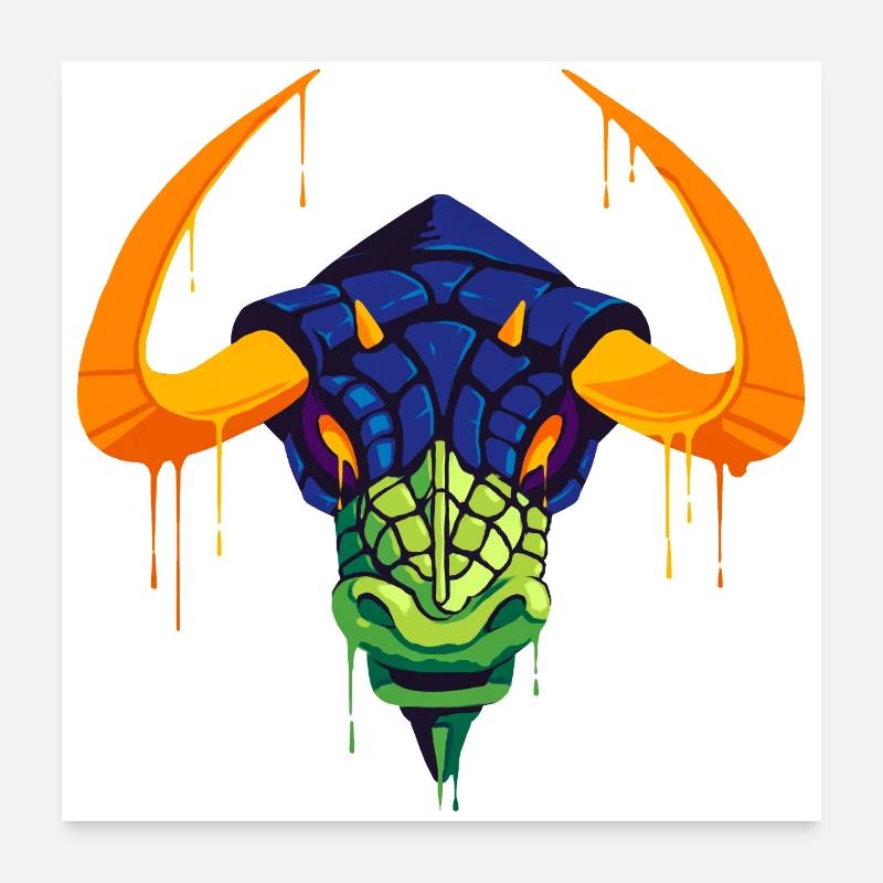 A Beautiful and Funny Gorgon Monster Horns Poster 24" x 24" (60x60 cm)