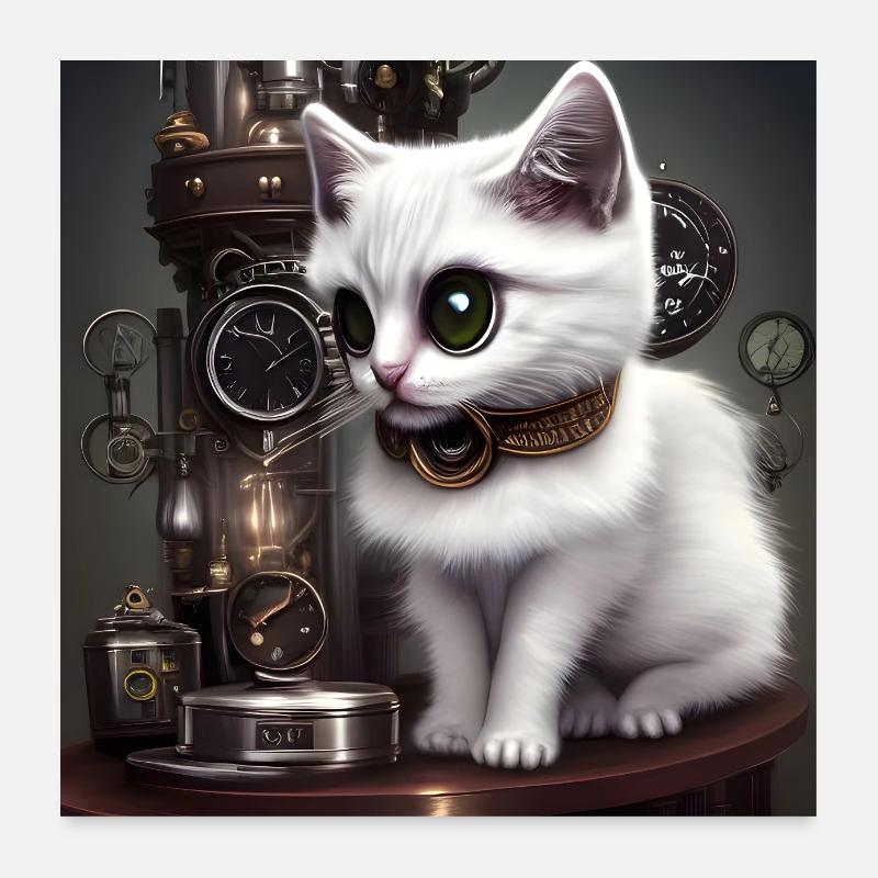 Petit chat steampunk Poster 60 x 60 cm