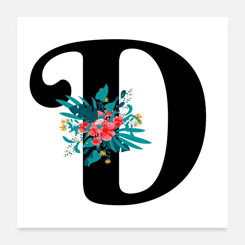 letter D flowered Poster 24" x 24" (60x60 cm)