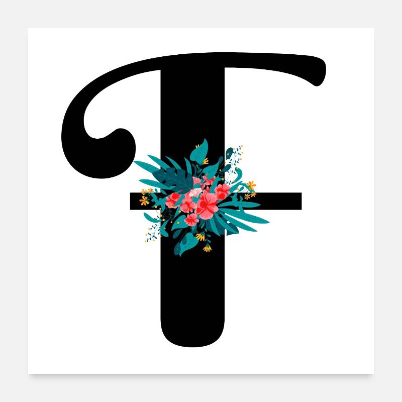 lettre F fleuris Poster 60 x 60 cm