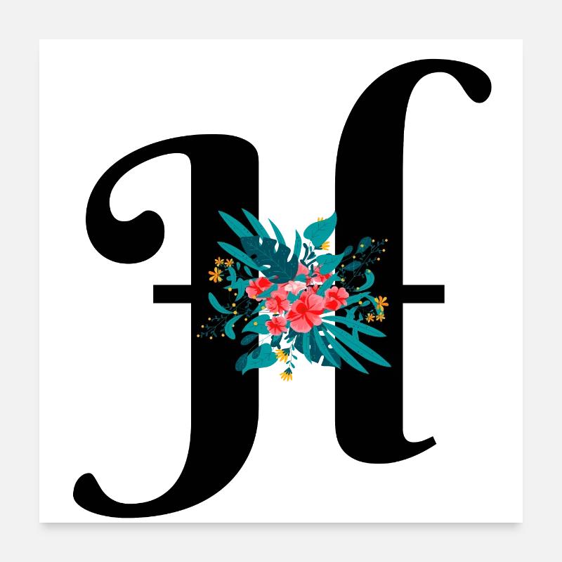 lettre H fleuris Poster 60 x 60 cm