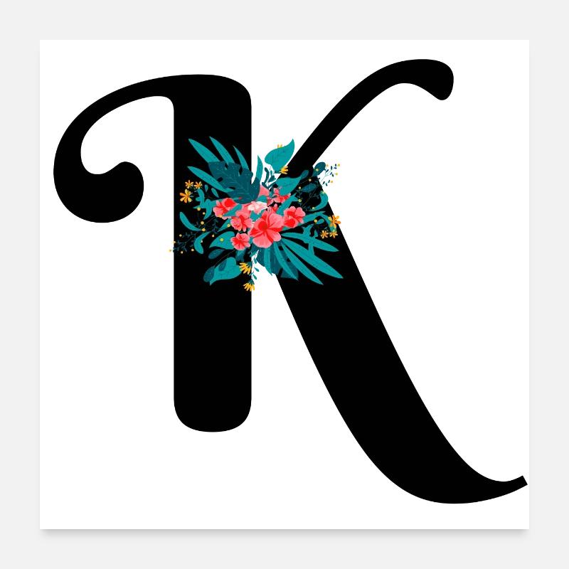lettre K fleuris Poster 60 x 60 cm