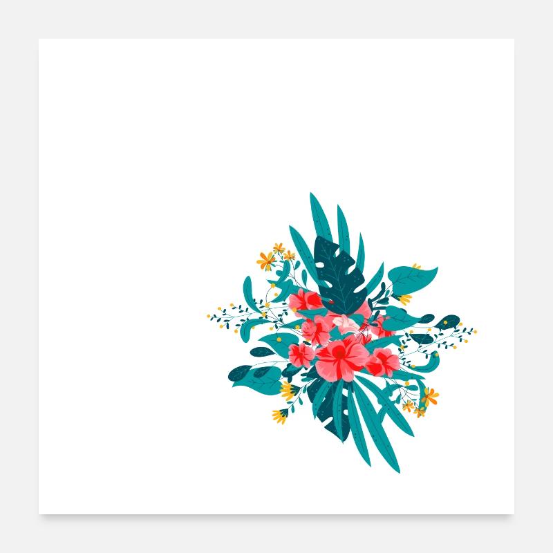 Buchstabe V geblümt Poster 60x60 cm