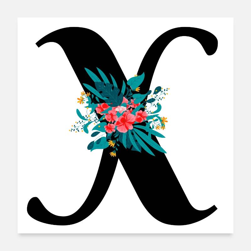lettre X fleuris Poster 60 x 60 cm