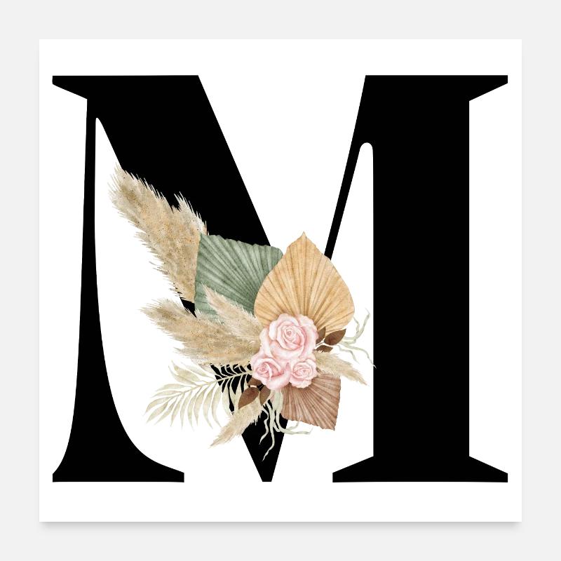 letter M flowered Poster 24" x 24" (60x60 cm)