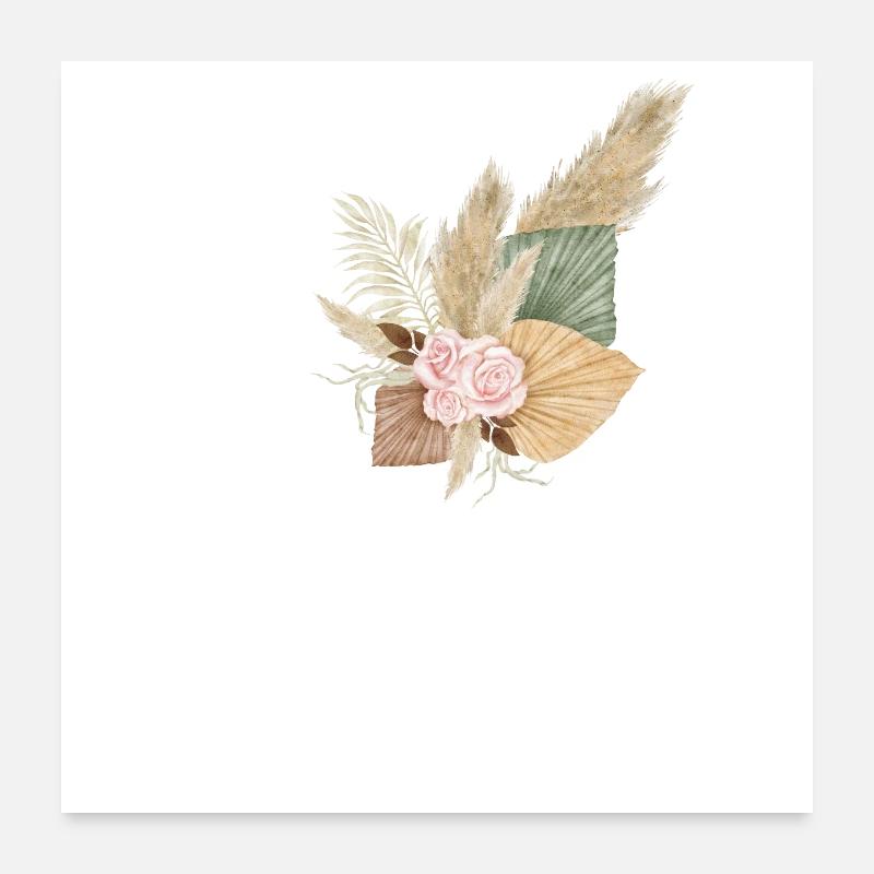 Buchstabe O Blumen Poster 60x60 cm