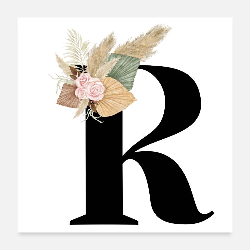 Buchstabe R Blumen Poster 60x60 cm