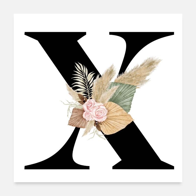 letter X flowered Poster 24" x 24" (60x60 cm)