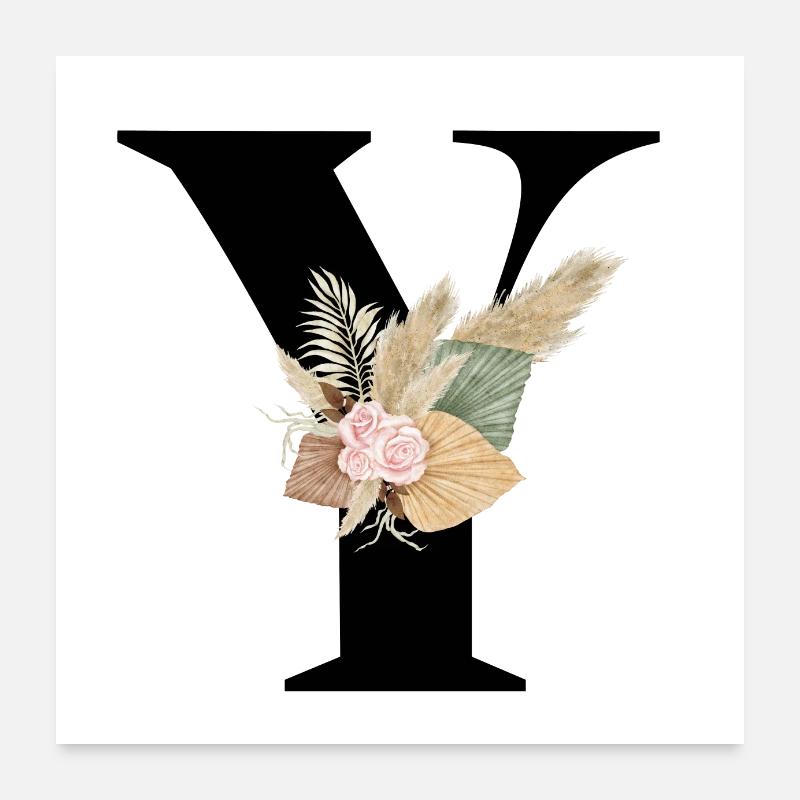 letter Y flowers Poster 24" x 24" (60x60 cm)