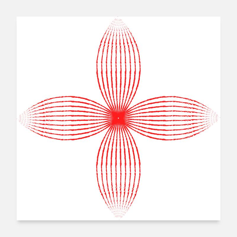 Fleur tribale (rouge) Poster 60 x 60 cm