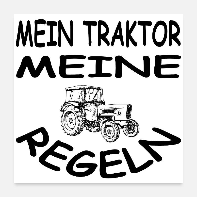 Traktor - Poster 60x60 cm - Weiß