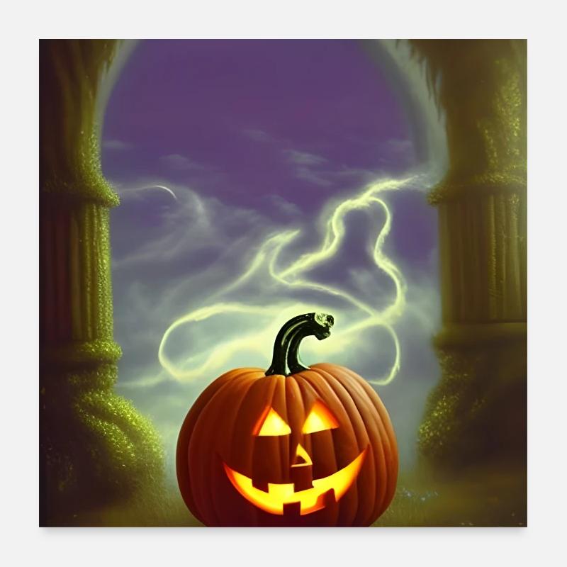 Halloween Scary Funny Pumpkin Head Evil Poster 24" x 24" (60x60 cm)