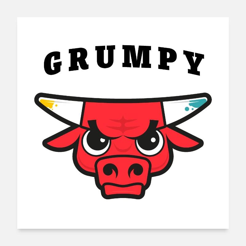 baby bull grumpy mood Poster 24" x 24" (60x60 cm)