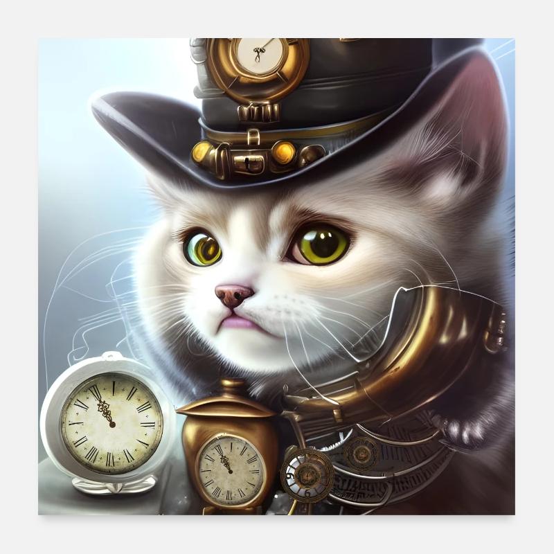 Cute steampunk kitten Poster 24" x 24" (60x60 cm)
