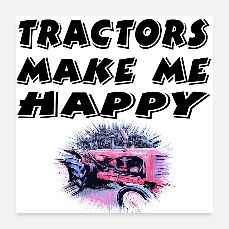 Traktor - Poster 60x60 cm - Weiß