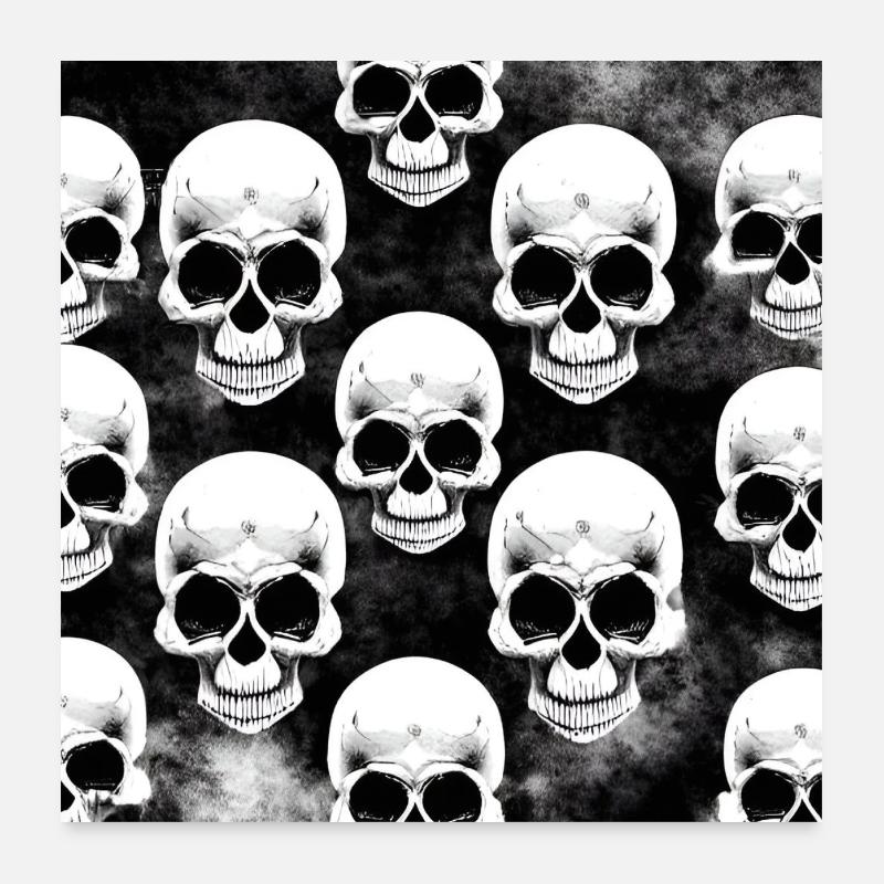 schedels heavy metal bikers Poster 60x60 cm