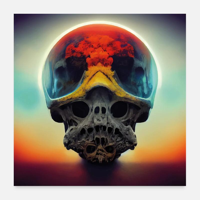 Crâne post-apocalyptique cosmique Poster 60 x 60 cm