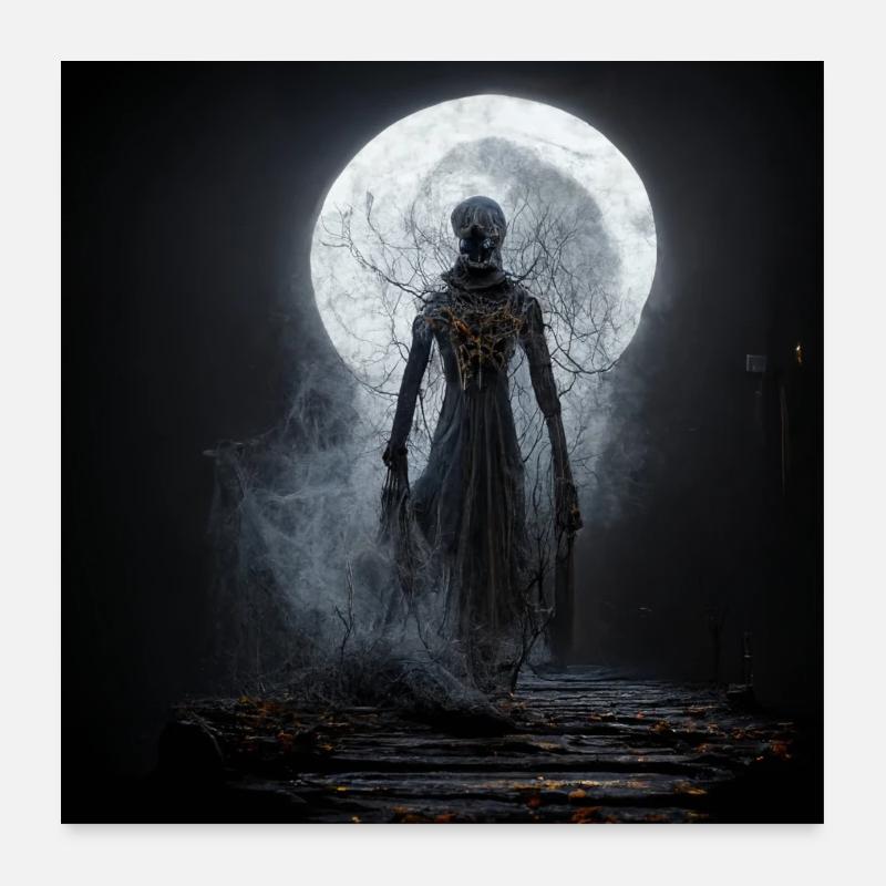 Halloween scary Witch full Moon Poster 24" x 24" (60x60 cm)