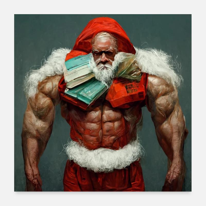 Bodybuilder Santa Poster 24" x 24" (60x60 cm)