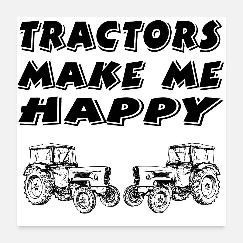 Traktor - Poster 60x60 cm - Weiß