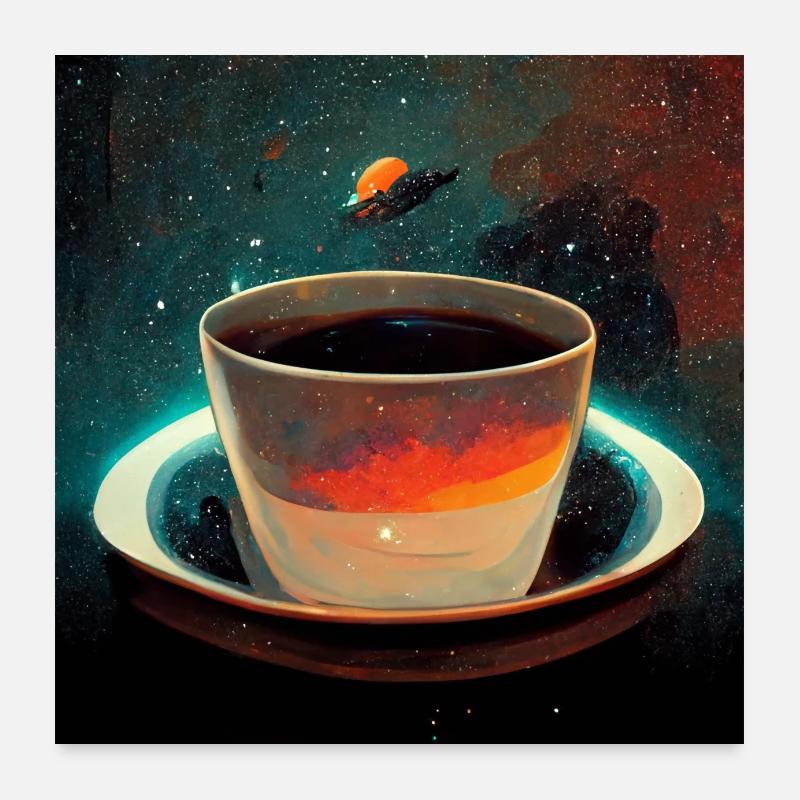 Kaffee im Weltall Poster 60x60 cm