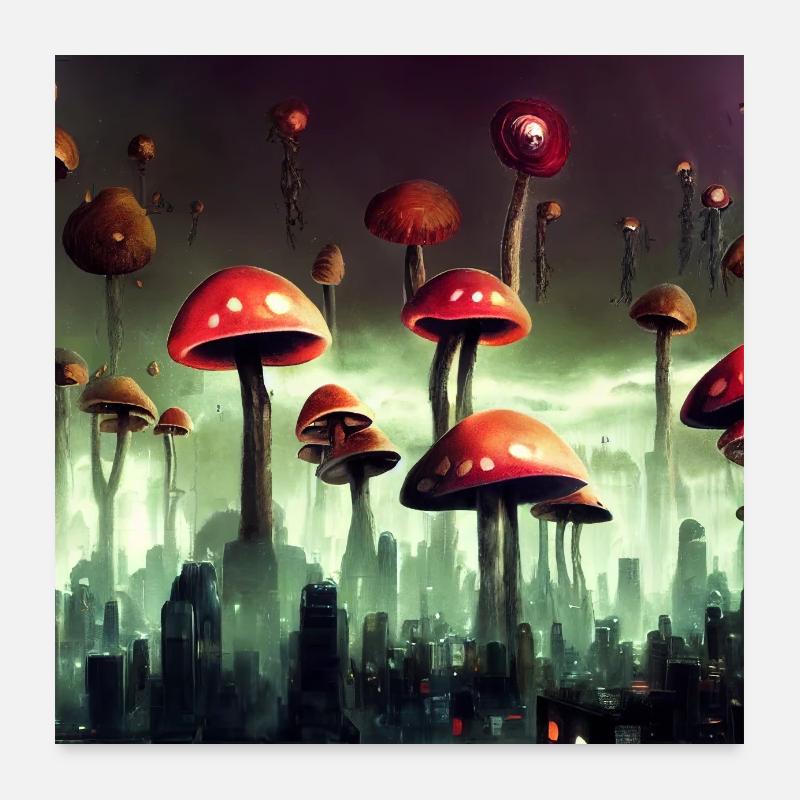Affiche Steampunk Mushroom Apocalypse Poster 60 x 60 cm