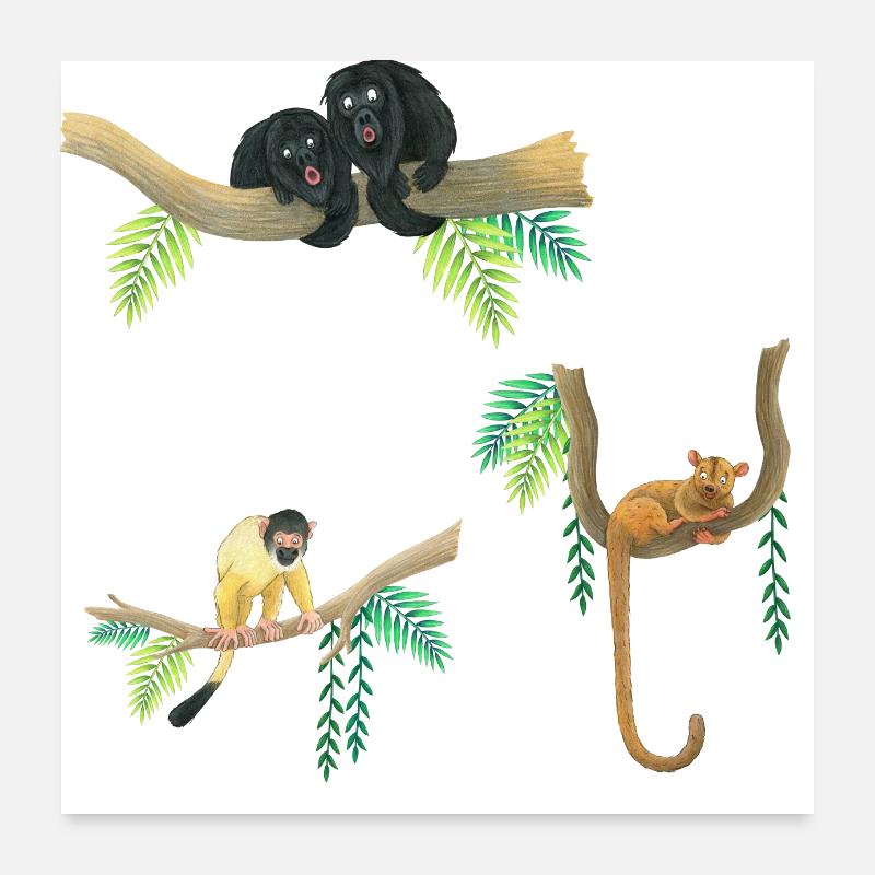 funny monkeys Poster 24" x 24" (60x60 cm)