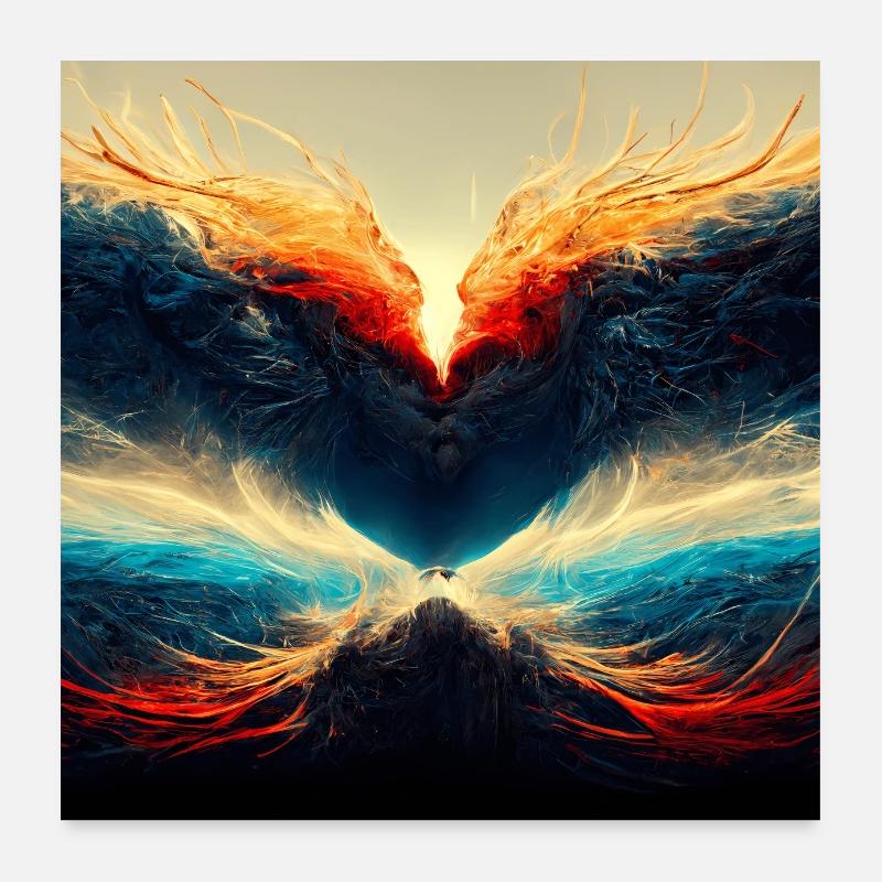 Epic Wallpaper Fire Explosions Water and Ice Poster 24" x 24" (60x60 cm)