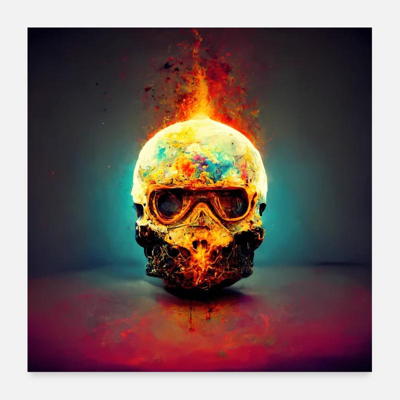 Extremely realistic skull in abstract art Poster 24" x 24" (60x60 cm)