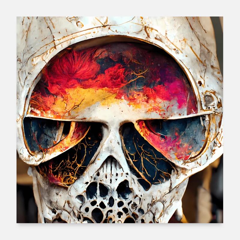 Extremely realistic skull in abstract art Poster 24" x 24" (60x60 cm)