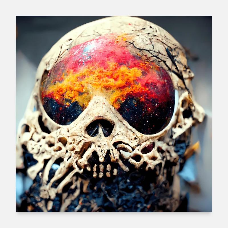 Extremely realistic skull in abstract art Poster 24" x 24" (60x60 cm)
